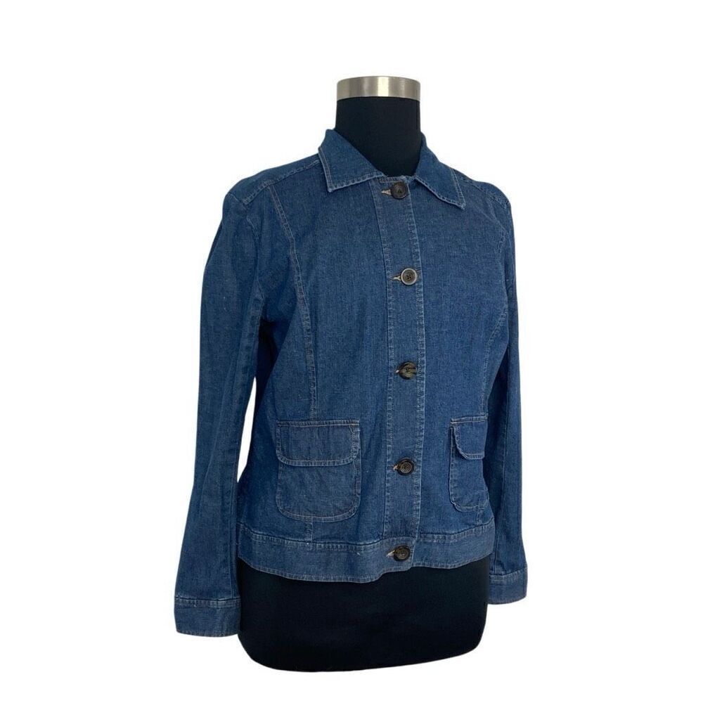 Cherokee XXL 1X Medium Wash Denim Button Down Top Y2K Big Shirt Pockets Western - Picture 7 of 10